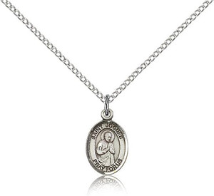 Sterling Silver St. Isaac Jogues Pendant, Sterling Silver Lite Curb Chain, Small Size Catholic Medal, 1/2" x 1/4" Sterling Silver St. Isaac Jogues Pendant, Sterling Silver Lite Curb Chain, Small Size Catholic Medal, 1/2" x 1/4"