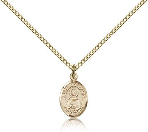 Gold Filled St. Anastasia Pendant, Gold Filled Lite Curb Chain, Small Size Catholic Medal, 1/2" x 1/4" Gold Filled St. Anastasia Pendant, Gold Filled Lite Curb Chain, Small Size Catholic Medal, 1/2" x 1/4"
