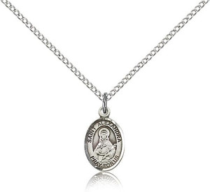 Sterling Silver St. Alexandra Pendant, Sterling Silver Lite Curb Chain, Small Size Catholic Medal, 1/2" x 1/4" Sterling Silver St. Alexandra Pendant, Sterling Silver Lite Curb Chain, Small Size Catholic Medal, 1/2" x 1/4"