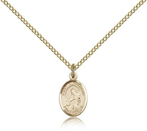 Gold Filled St. Alphonsus Pendant, Gold Filled Lite Curb Chain, Small Size Catholic Medal, 1/2" x 1/4" Gold Filled St. Alphonsus Pendant, Gold Filled Lite Curb Chain, Small Size Catholic Medal, 1/2" x 1/4"
