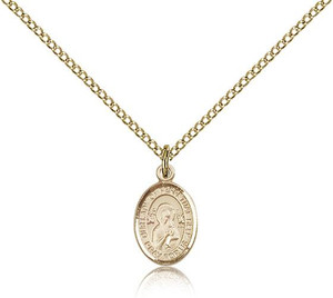 Gold Filled Our Lady of Perpetual Help Pendant, Gold Filled Lite Curb Chain, Small Size Catholic Medal, 1/2" x 1/4" Gold Filled Our Lady of Perpetual Help Pendant, Gold Filled Lite Curb Chain, Small Size Catholic Medal, 1/2" x 1/4"