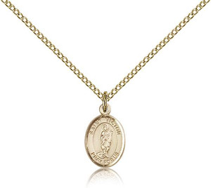 Gold Filled St. Victor of Marseilles Pendant, Gold Filled Lite Curb Chain, Small Size Catholic Medal, 1/2" x 1/4" Gold Filled St. Victor of Marseilles Pendant, Gold Filled Lite Curb Chain, Small Size Catholic Medal, 1/2" x 1/4"