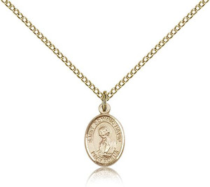 Gold Filled St. Dominic Savio Pendant, Gold Filled Lite Curb Chain, Small Size Catholic Medal, 1/2" x 1/4"