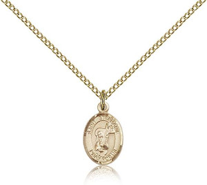 Gold Filled St. Stephanie Pendant, Gold Filled Lite Curb Chain, Small Size Catholic Medal, 1/2" x 1/4" Gold Filled St. Stephanie Pendant, Gold Filled Lite Curb Chain, Small Size Catholic Medal, 1/2" x 1/4"