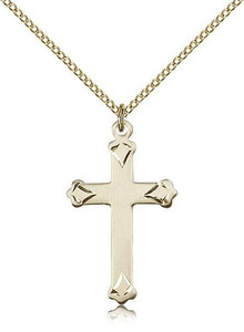 Gold Filled Cross Pendant, Gold Filled Lite Curb Chain, 1 1/8" x 5/8"
