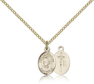 Gold Filled Pope Benedict XVI Pendant, Gold Filled Lite Curb Chain, Small Size Catholic Medal, 1/2" x 1/4" Gold Filled Pope Benedict XVI Pendant, Gold Filled Lite Curb Chain, Small Size Catholic Medal, 1/2" x 1/4"