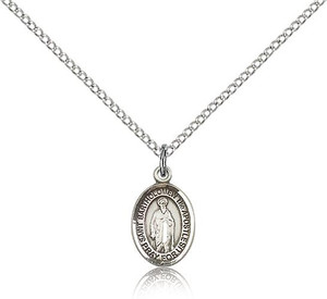 Sterling Silver St. Bartholomew the Apostle Pendan, Sterling Silver Lite Curb Chain, Small Size Catholic Medal, 1/2" x 1/4" Sterling Silver St. Bartholomew the Apostle Pendan, Sterling Silver Lite Curb Chain, Small Size Catholic Medal, 1/2" x 1/4"