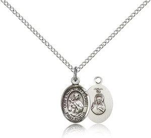 Sterling Silver Our Lady of Mount Carmel Pendant, Sterling Silver Lite Curb Chain, Small Size Catholic Medal, 1/2" x 1/4" Sterling Silver Our Lady of Mount Carmel Pendant, Sterling Silver Lite Curb Chain, Small Size Catholic Medal, 1/2" x 1/4"