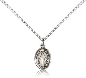 Sterling Silver Our Lady of Peace Pendant, Sterling Silver Lite Curb Chain, Small Size Catholic Medal, 1/2" x 1/4" Sterling Silver Our Lady of Peace Pendant, Sterling Silver Lite Curb Chain, Small Size Catholic Medal, 1/2" x 1/4"