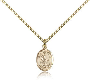 Gold Filled St. Isabella of Portugal Pendant, Gold Filled Lite Curb Chain, Small Size Catholic Medal, 1/2" x 1/4" Gold Filled St. Isabella of Portugal Pendant, Gold Filled Lite Curb Chain, Small Size Catholic Medal, 1/2" x 1/4"