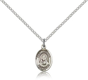 Sterling Silver St. Rebecca Pendant, Sterling Silver Lite Curb Chain, Small Size Catholic Medal, 1/2" x 1/4"