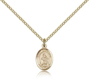 Gold Filled St. Christian Demosthenes Pendant, Gold Filled Lite Curb Chain, Small Size Catholic Medal, 1/2" x 1/4" Gold Filled St. Christian Demosthenes Pendant, Gold Filled Lite Curb Chain, Small Size Catholic Medal, 1/2" x 1/4"