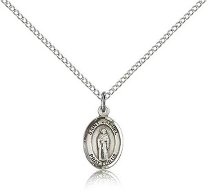 Sterling Silver St. Samuel Pendant, Sterling Silver Lite Curb Chain, Small Size Catholic Medal, 1/2" x 1/4"