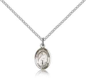 Sterling Silver St. Hildegard Von Bingen Pendant, Sterling Silver Lite Curb Chain, Small Size Catholic Medal, 1/2" x 1/4"
