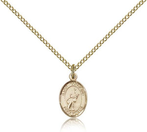 Gold Filled St. Tarcisius Pendant, Gold Filled Lite Curb Chain, Small Size Catholic Medal, 1/2" x 1/4" Gold Filled St. Tarcisius Pendant, Gold Filled Lite Curb Chain, Small Size Catholic Medal, 1/2" x 1/4"