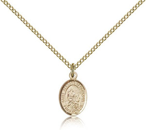 Gold Filled St. Bernard of Montjoux Pendant, Gold Filled Lite Curb Chain, Small Size Catholic Medal, 1/2" x 1/4" Gold Filled St. Bernard of Montjoux Pendant, Gold Filled Lite Curb Chain, Small Size Catholic Medal, 1/2" x 1/4"