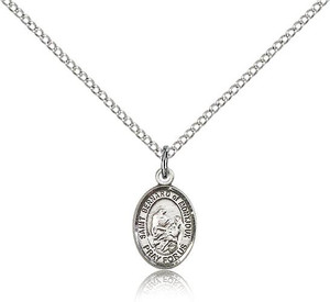 Sterling Silver St. Bernard of Montjoux Pendant, Sterling Silver Lite Curb Chain, Small Size Catholic Medal, 1/2" x 1/4" Sterling Silver St. Bernard of Montjoux Pendant, Sterling Silver Lite Curb Chain, Small Size Catholic Medal, 1/2" x 1/4"