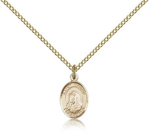 Gold Filled St. Bruno Pendant, Gold Filled Lite Curb Chain, Small Size Catholic Medal, 1/2" x 1/4" Gold Filled St. Bruno Pendant, Gold Filled Lite Curb Chain, Small Size Catholic Medal, 1/2" x 1/4"