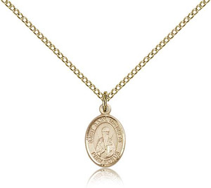 Gold Filled St. Basil the Great Pendant, Gold Filled Lite Curb Chain, Small Size Catholic Medal, 1/2" x 1/4" Gold Filled St. Basil the Great Pendant, Gold Filled Lite Curb Chain, Small Size Catholic Medal, 1/2" x 1/4"
