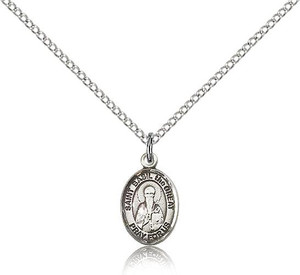 Sterling Silver St. Basil the Great Pendant, Sterling Silver Lite Curb Chain, Small Size Catholic Medal, 1/2" x 1/4" Sterling Silver St. Basil the Great Pendant, Sterling Silver Lite Curb Chain, Small Size Catholic Medal, 1/2" x 1/4"