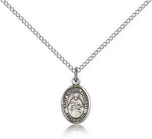 Sterling Silver St. Gabriel Possenti Pendant, Sterling Silver Lite Curb Chain, Small Size Catholic Medal, 1/2" x 1/4" Sterling Silver St. Gabriel Possenti Pendant, Sterling Silver Lite Curb Chain, Small Size Catholic Medal, 1/2" x 1/4"