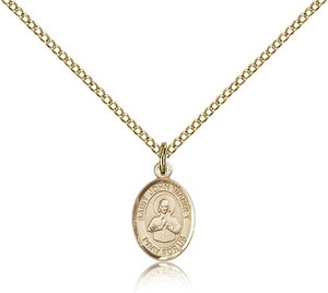 Gold Filled St. John Vianney Pendant, Gold Filled Lite Curb Chain, Small Size Catholic Medal, 1/2" x 1/4" Gold Filled St. John Vianney Pendant, Gold Filled Lite Curb Chain, Small Size Catholic Medal, 1/2" x 1/4"