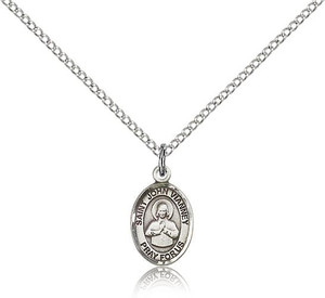 Sterling Silver St. John Vianney Pendant, Sterling Silver Lite Curb Chain, Small Size Catholic Medal, 1/2" x 1/4" Sterling Silver St. John Vianney Pendant, Sterling Silver Lite Curb Chain, Small Size Catholic Medal, 1/2" x 1/4"