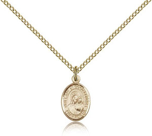 Gold Filled Our Lady of Good Counsel Pendant, Gold Filled Lite Curb Chain, Small Size Catholic Medal, 1/2" x 1/4" Gold Filled Our Lady of Good Counsel Pendant, Gold Filled Lite Curb Chain, Small Size Catholic Medal, 1/2" x 1/4"