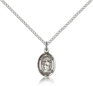 Sterling Silver St. Aedan of Ferns Pendant, Sterling Silver Lite Curb Chain, Small Size Catholic Medal, 1/2" x 1/4" Sterling Silver St. Aedan of Ferns Pendant, Sterling Silver Lite Curb Chain, Small Size Catholic Medal, 1/2" x 1/4"