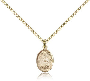 Gold Filled Marie Magdalen Postel Pendant, Gold Filled Lite Curb Chain, Small Size Catholic Medal, 1/2" x 1/4" Gold Filled Marie Magdalen Postel Pendant, Gold Filled Lite Curb Chain, Small Size Catholic Medal, 1/2" x 1/4"