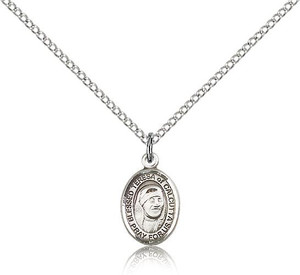 Sterling Silver Blessed Teresa of Calcutta Pendant, Sterling Silver Lite Curb Chain, Small Size Catholic Medal, 1/2" x 1/4" Sterling Silver Blessed Teresa of Calcutta Pendant, Sterling Silver Lite Curb Chain, Small Size Catholic Medal, 1/2" x 1/4"