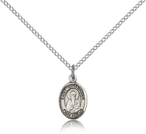 Sterling Silver St. Athanasius Pendant, Sterling Silver Lite Curb Chain, Small Size Catholic Medal, 1/2" x 1/4" Sterling Silver St. Athanasius Pendant, Sterling Silver Lite Curb Chain, Small Size Catholic Medal, 1/2" x 1/4"