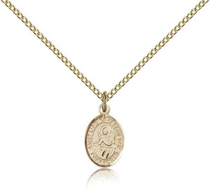Gold Filled St. Lidwina of Schiedam Pendant, Gold Filled Lite Curb Chain, Small Size Catholic Medal, 1/2" x 1/4" Gold Filled St. Lidwina of Schiedam Pendant, Gold Filled Lite Curb Chain, Small Size Catholic Medal, 1/2" x 1/4"