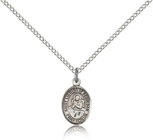 Sterling Silver St. Lidwina of Schiedam Pendant, Sterling Silver Lite Curb Chain, Small Size Catholic Medal, 1/2" x 1/4" Sterling Silver St. Lidwina of Schiedam Pendant, Sterling Silver Lite Curb Chain, Small Size Catholic Medal, 1/2" x 1/4"