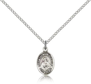 Sterling Silver St. Bede the Venerable Pendant, Sterling Silver Lite Curb Chain, Small Size Catholic Medal, 1/2" x 1/4" Sterling Silver St. Bede the Venerable Pendant, Sterling Silver Lite Curb Chain, Small Size Catholic Medal, 1/2" x 1/4"