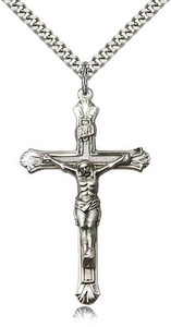 Sterling Silver Crucifix Pendant, Heavy Curb Chain, 1 7/8" x 1" Sterling Silver Crucifix Pendant, Heavy Curb Chain, 1 7/8" x 1"