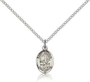 Sterling Silver St. Rosalia Pendant, SS Lite Curb Chain, Small Size Catholic Medal, 1/2" x 1/4"