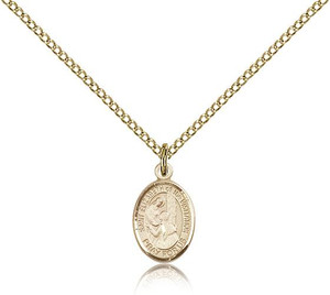 Gold Filled St. Elizabeth of the Visitation Pendan, Gold Filled Lite Curb Chain, Small Size Catholic Medal, 1/2" x 1/4" Gold Filled St. Elizabeth of the Visitation Pendan, Gold Filled Lite Curb Chain, Small Size Catholic Medal, 1/2" x 1/4"