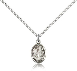 Sterling Silver St. Elizabeth of the Visitation Pe, Sterling Silver Lite Curb Chain, Small Size Catholic Medal, 1/2" x 1/4" Sterling Silver St. Elizabeth of the Visitation Pe, Sterling Silver Lite Curb Chain, Small Size Catholic Medal, 1/2" x 1/4"