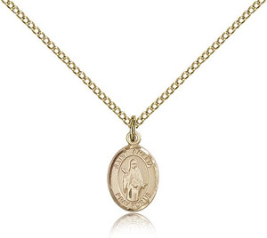 Gold Filled St. Amelia Pendant, Gold Filled Lite Curb Chain, Small Size Catholic Medal, 1/2" x 1/4" Gold Filled St. Amelia Pendant, Gold Filled Lite Curb Chain, Small Size Catholic Medal, 1/2" x 1/4"