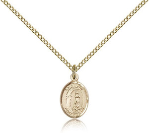 Gold Filled St. Zoe of Rome Pendant, Gold Filled Lite Curb Chain, Small Size Catholic Medal, 1/2" x 1/4" Gold Filled St. Zoe of Rome Pendant, Gold Filled Lite Curb Chain, Small Size Catholic Medal, 1/2" x 1/4"