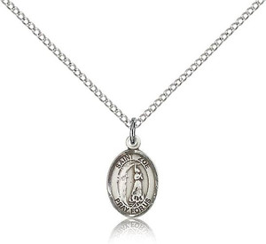 Sterling Silver St. Zoe of Rome Pendant, Sterling Silver Lite Curb Chain, Small Size Catholic Medal, 1/2" x 1/4" Sterling Silver St. Zoe of Rome Pendant, Sterling Silver Lite Curb Chain, Small Size Catholic Medal, 1/2" x 1/4"