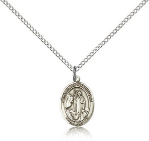 Sterling Silver St. Anthony of Egypt Pendant, Sterling Silver Lite Curb Chain, Small Size Catholic Medal, 1/2" x 1/4" Sterling Silver St. Anthony of Egypt Pendant, Sterling Silver Lite Curb Chain, Small Size Catholic Medal, 1/2" x 1/4"