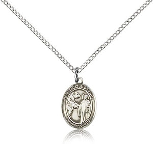 Sterling Silver St. Columbanus Pendant, Sterling Silver Lite Curb Chain, Small Size Catholic Medal, 1/2" x 1/4" Sterling Silver St. Columbanus Pendant, Sterling Silver Lite Curb Chain, Small Size Catholic Medal, 1/2" x 1/4"