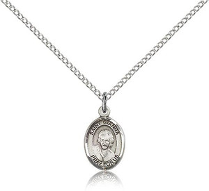 Sterling Silver St. Gianna Pendant, Sterling Silver Lite Curb Chain, Small Size Catholic Medal, 1/2" x 1/4" Sterling Silver St. Gianna Pendant, Sterling Silver Lite Curb Chain, Small Size Catholic Medal, 1/2" x 1/4"