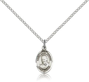 Sterling Silver St. Luigi Orione Pendant, SS Lite Curb Chain, Small Size Catholic Medal, 1/2" x 1/4"