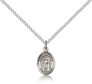 Sterling Silver St. Matthias the Apostle Pendant, Sterling Silver Lite Curb Chain, Small Size Catholic Medal, 1/2" x 1/4" Sterling Silver St. Matthias the Apostle Pendant, Sterling Silver Lite Curb Chain, Small Size Catholic Medal, 1/2" x 1/4"