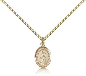 Gold Filled St. Catherine of Alexandria Pendant, Gold Filled Lite Curb Chain, Small Size Catholic Medal, 1/2" x 1/4" Gold Filled St. Catherine of Alexandria Pendant, Gold Filled Lite Curb Chain, Small Size Catholic Medal, 1/2" x 1/4"