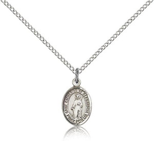 Sterling Silver St. Catherine of Alexandria Pendan, Sterling Silver Lite Curb Chain, Small Size Catholic Medal, 1/2" x 1/4" Sterling Silver St. Catherine of Alexandria Pendan, Sterling Silver Lite Curb Chain, Small Size Catholic Medal, 1/2" x 1/4"