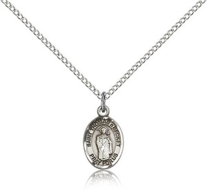 Sterling Silver St. Thomas A Becket Pendant, SS Lite Curb Chain, Small Size Catholic Medal, 1/2" x 1/4" Sterling Silver St. Thomas A Becket Pendant, SS Lite Curb Chain, Small Size Catholic Medal, 1/2" x 1/4"